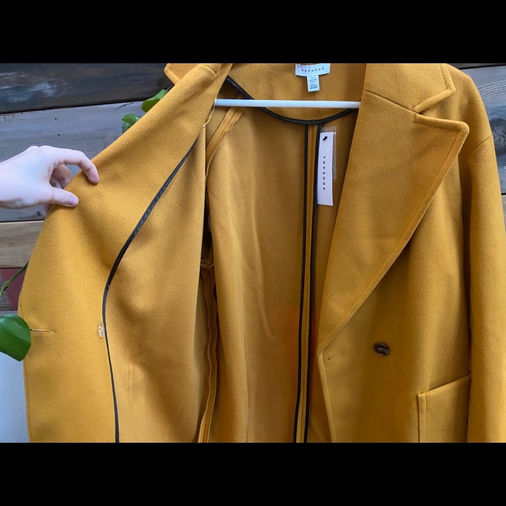 NWT - TOPSHOP Long Yellow Carly Slouch Peacoat (6) - Picture 8 of 16